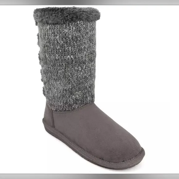 SUGAR Panthea Microsuede Faux Fur Tall Boot 11 Gray $60 Retail NWT