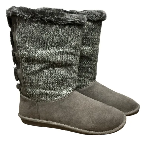 SUGAR Panthea Microsuede Faux Fur Tall Boot 11 Gray $60 Retail NWT