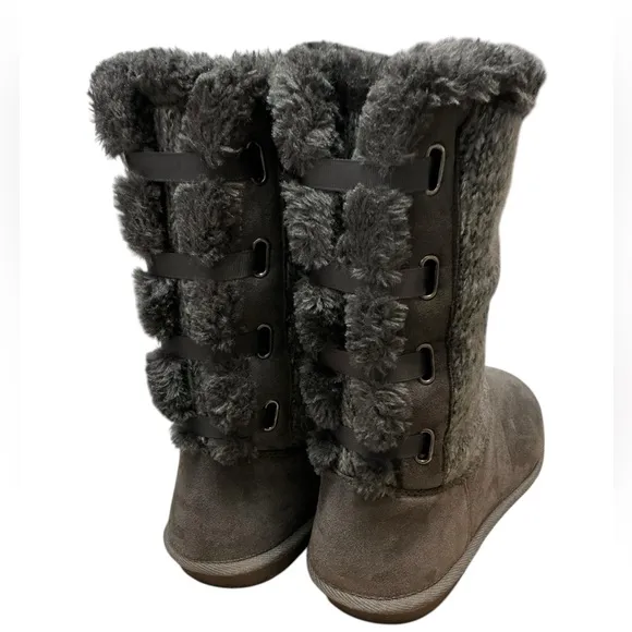 SUGAR Panthea Microsuede Faux Fur Tall Boot 11 Gray $60 Retail NWT
