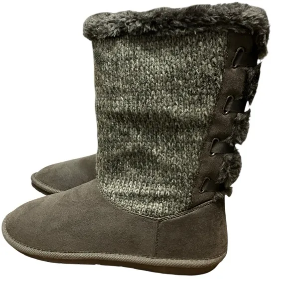 SUGAR Panthea Microsuede Faux Fur Tall Boot 11 Gray $60 Retail NWT