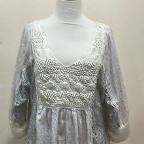 Sundance Everyday Dream Kimono Sleeve Lace Crochet Trim Patchwork Floral Dress M