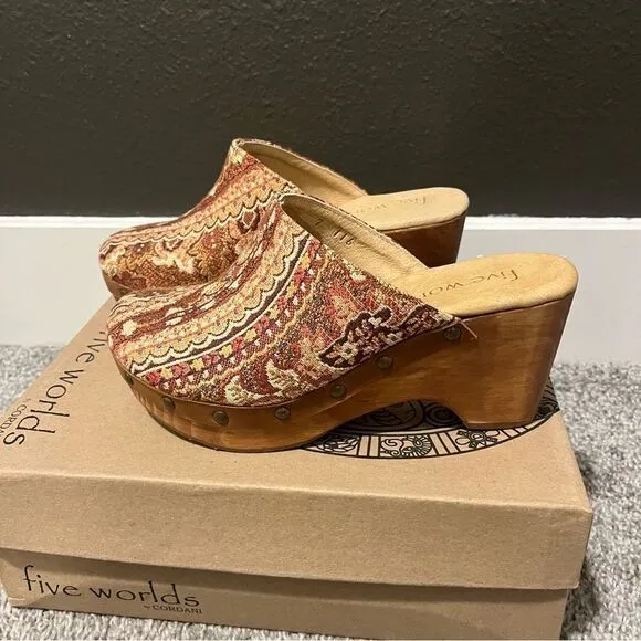 Sundance Five Worlds by Cordani Cyrilla Clogs NEW 7 Brown Multi