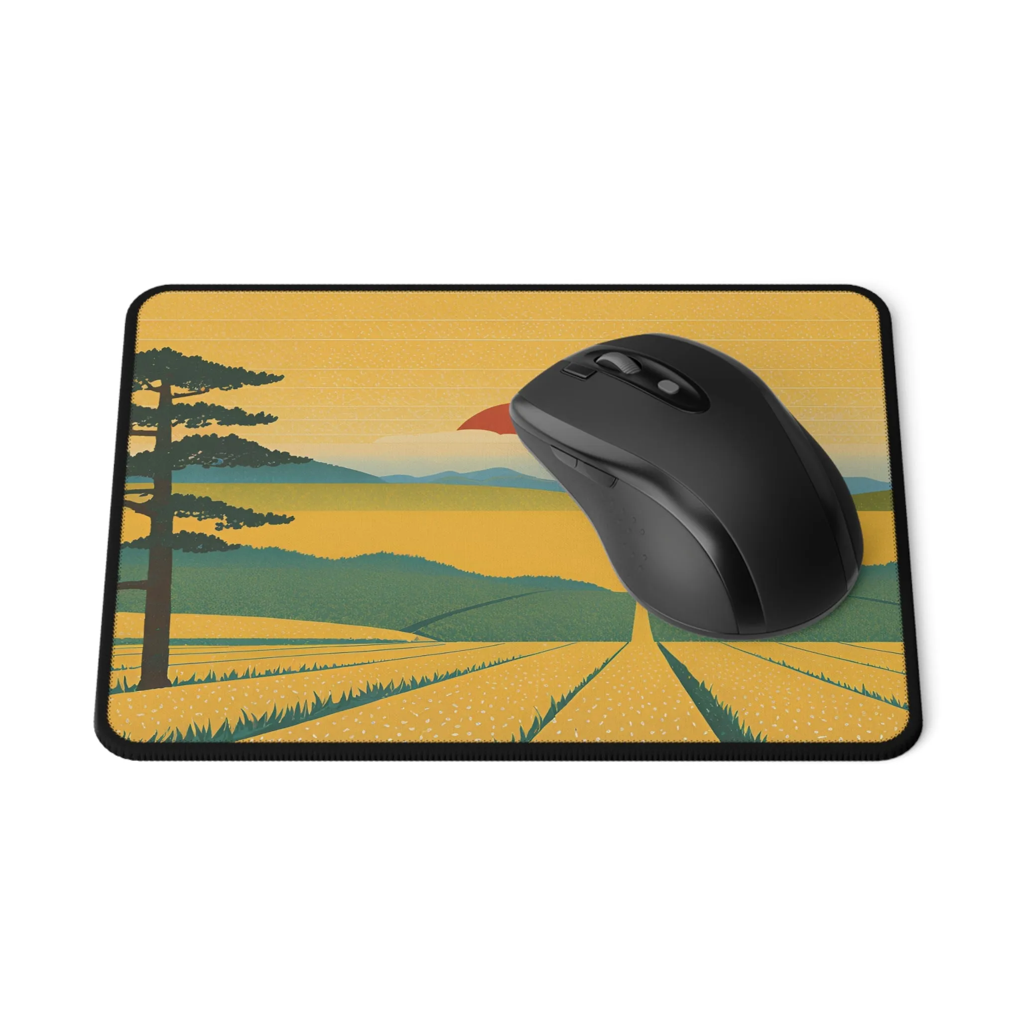 Sunset Over the Fields Non-Slip Gaming Mouse Pad - Perfect for Gamers and Home Offices