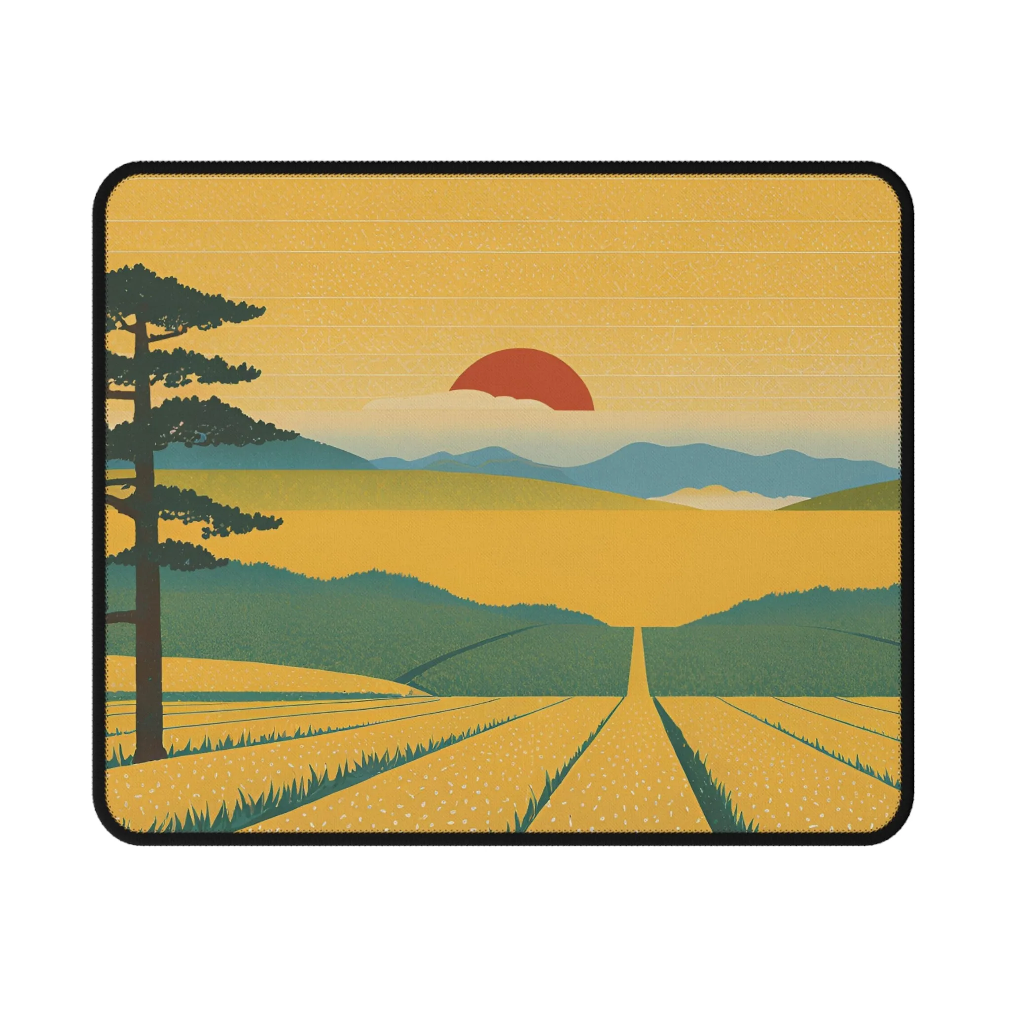 Sunset Over the Fields Non-Slip Gaming Mouse Pad - Perfect for Gamers and Home Offices