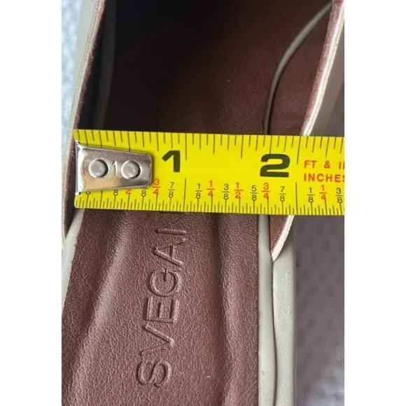 SVEGAN Women Vegan Leather Backless Mule Platform Loafer Size 38 US 7-7.5 Beige