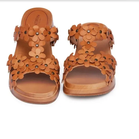 Swedish Hasbeens Nature NWT Flower Petaled Strap Slip In Clog Sandal Romantic
