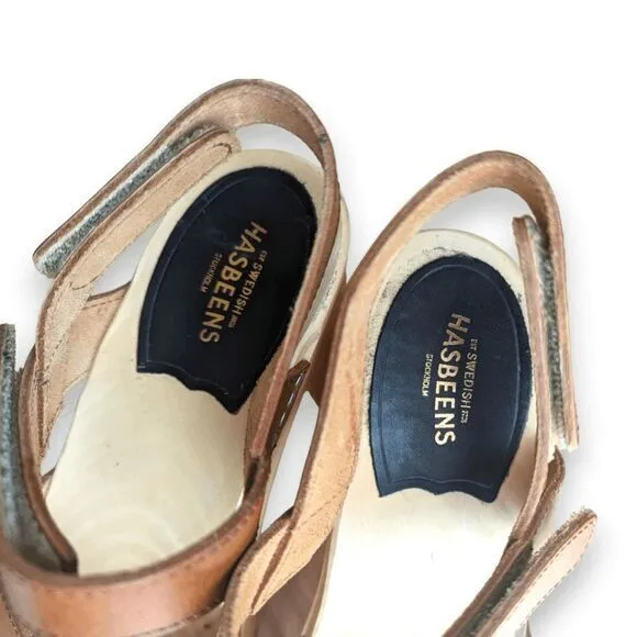 Swedish Hasbeens Velcra platform heeled‎ clogs size 38 / US 7.5