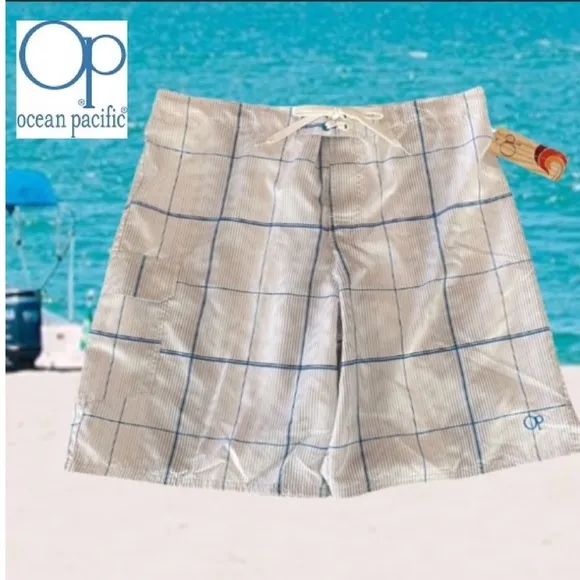 Swim Trunks Board Shorts Swim Shorts Lined Shorts OP Arctic White Size XL 40 42