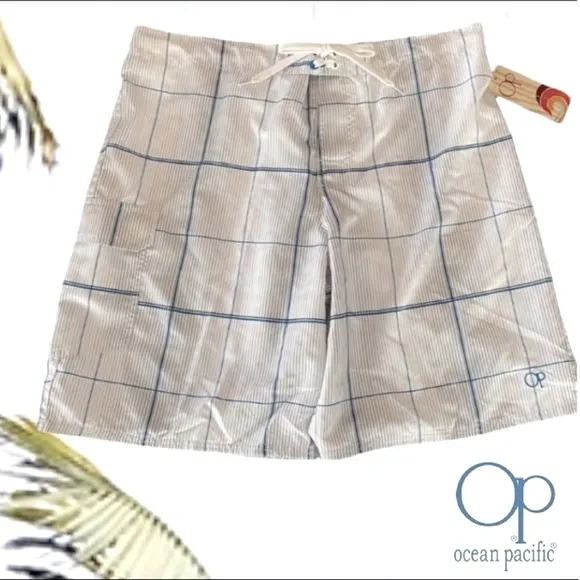 Swim Trunks Board Shorts Swim Shorts Lined Shorts OP Arctic White Size XL 40 42
