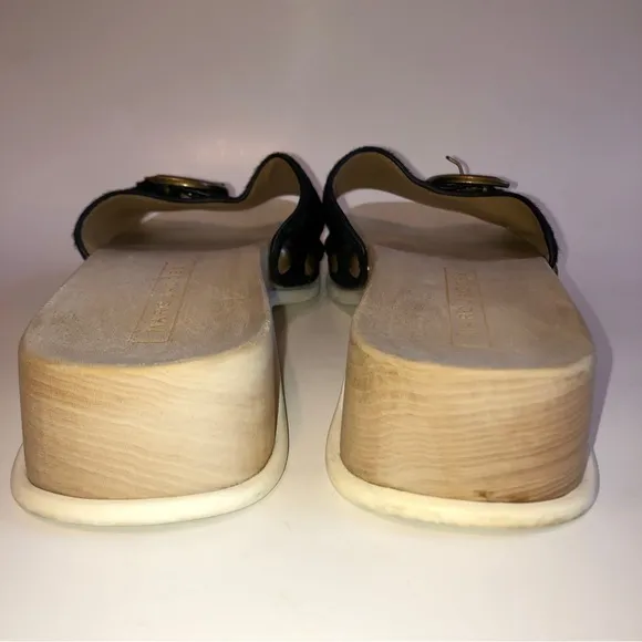 Sz 8 - 38 MARC JACOBS Black Anita Calf Hair Sandals Slides Clogs RARE