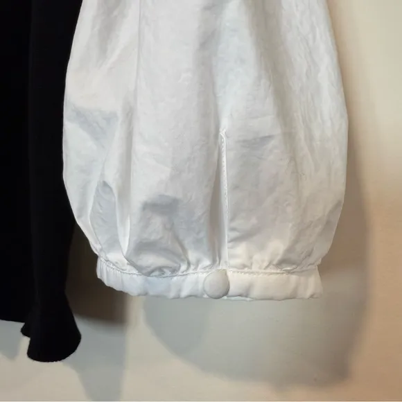 TALBOTS Slip Over Sweater Vest Blouse Mix Black White Balloons Sleeves Size XL