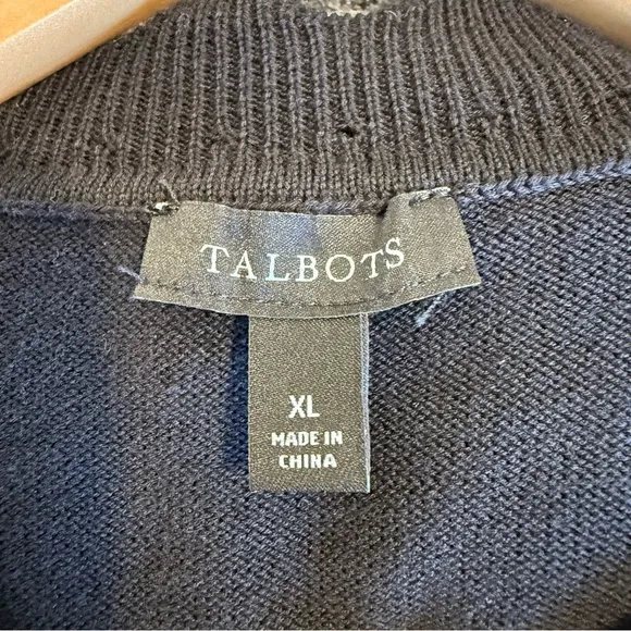 TALBOTS Slip Over Sweater Vest Blouse Mix Black White Balloons Sleeves Size XL