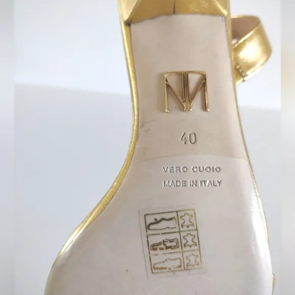 *Tamara Mellon gold leather slingback heels