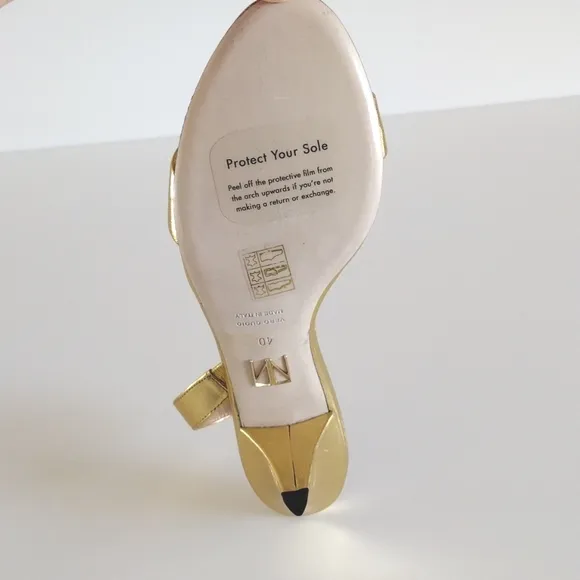 *Tamara Mellon gold leather slingback heels