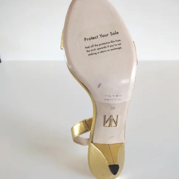 *Tamara Mellon gold leather slingback heels