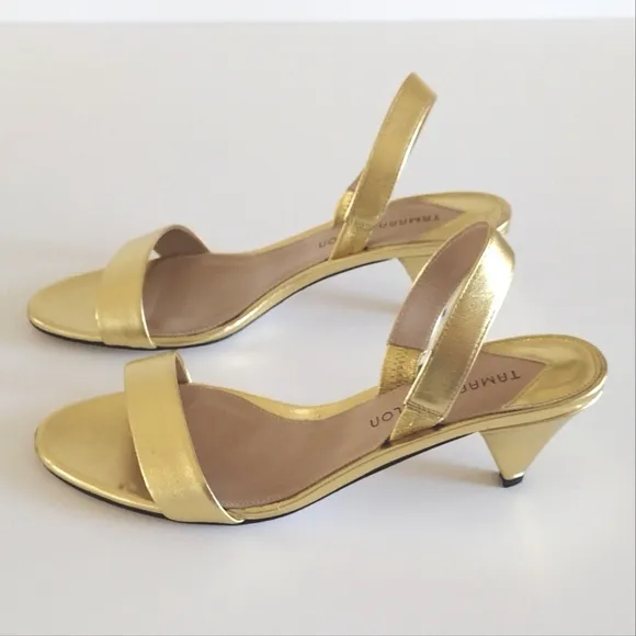 *Tamara Mellon gold leather slingback heels
