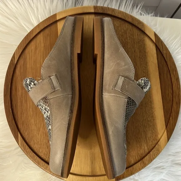 TAOS Footwear Taupe Snakeskin Royal Slider Mule New Size  8