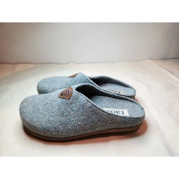 Taos My Sweet Wool Felt Slippers Blue Clogs Cork Sole Comfort EU 37 US 6.5–7