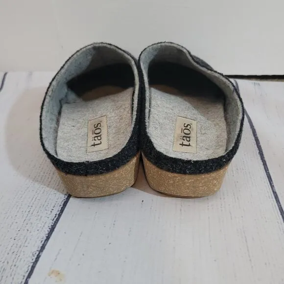 TAOS Size 41 Woolery Charcoal Wool Open Back Clog Shock Absorber