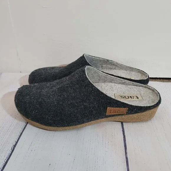 TAOS Size 41 Woolery Charcoal Wool Open Back Clog Shock Absorber