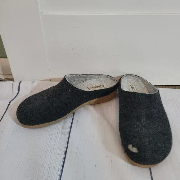 TAOS Size 41 Woolery Charcoal Wool Open Back Clog Shock Absorber