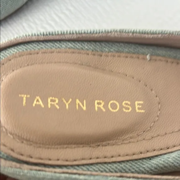 Taryn Rose Green Mules with Floral Embellishments