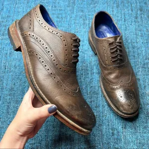 Ted Baker Guri 7 Brown Wingtip Leather Oxfords Dress Shoes