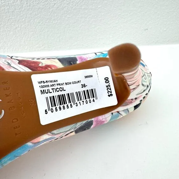 Ted Baker London Pastel Rymiiah Art Print Bow Heels Women's 36 NEW