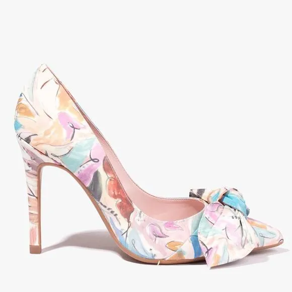 Ted Baker London Pastel Rymiiah Art Print Bow Heels Women's 36 NEW