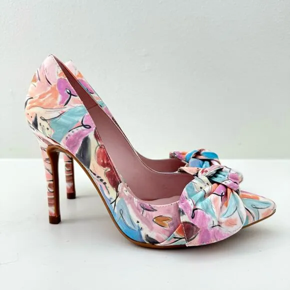 Ted Baker London Pastel Rymiiah Art Print Bow Heels Women's 36 NEW