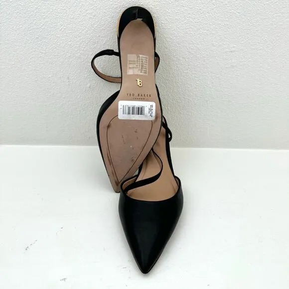 Ted Baker Ppia Leather Slingback Heeled Pointed Pumps Women's 8.5 NEW NO BOX