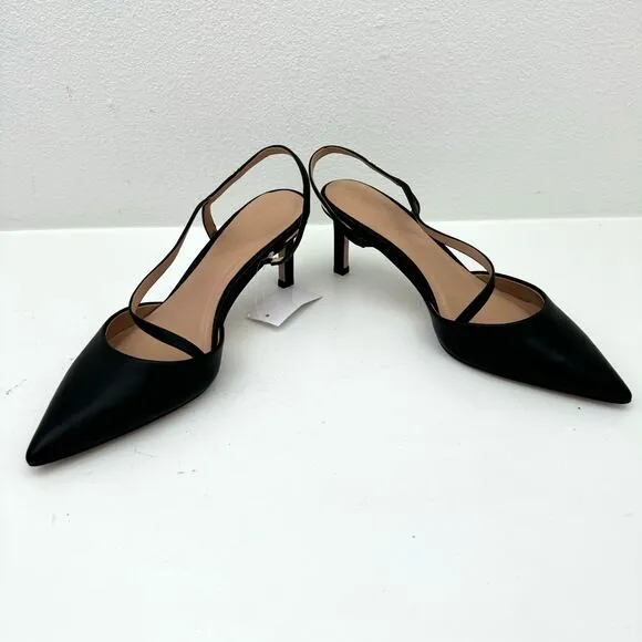 Ted Baker Ppia Leather Slingback Heeled Pointed Pumps Women's 8.5 NEW NO BOX