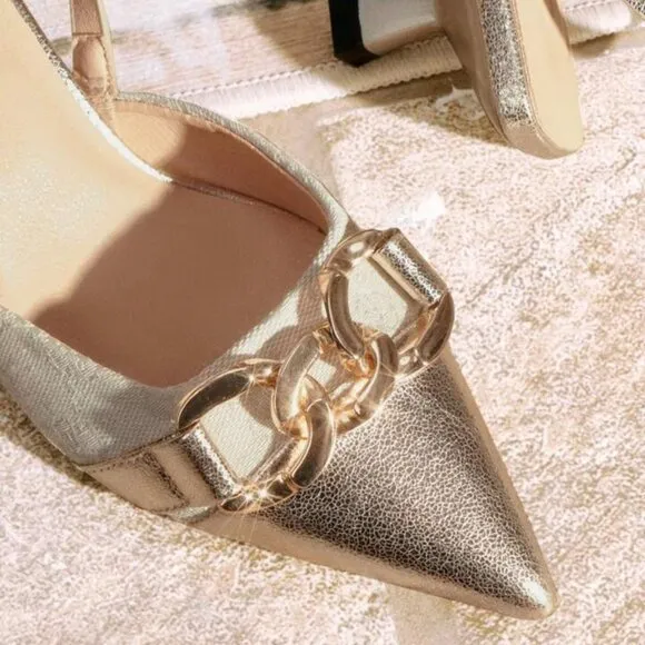 TEMP PRICE DROP!!!! -  Women's Vintage Floral Patchwork Slingback Kitten Heels