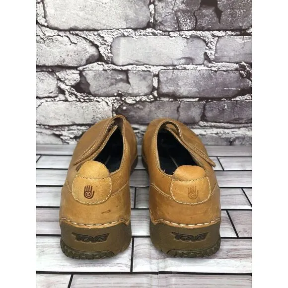 TEVA Ancona 6918 Brown Leather Comfort Clogs Loafer Shoes Women’s Sz 7M US/38EU