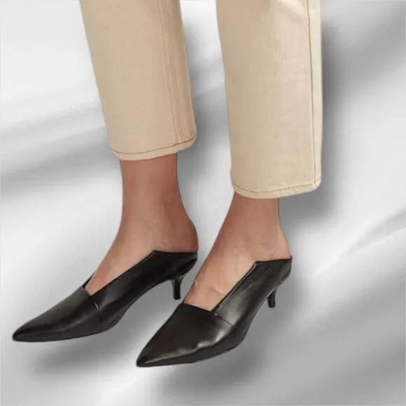 THAKOON by NAADAM Women’s Kitten Heel Leather Mules in the Size EU 40/ US 9