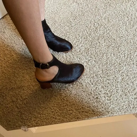 Thakoon calf hair sling back booties Dark Brown 37