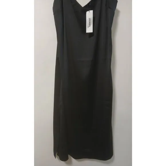 The drop womens small black midi slip dress sweetheart romantic goth side split