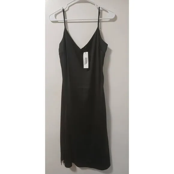 The drop womens small black midi slip dress sweetheart romantic goth side split