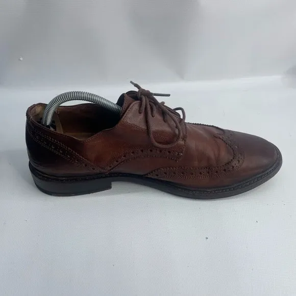 The Frye Company John A Frye JAMES Wingtip Brown Leather Oxfords Shoes Mens 10 D