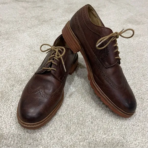 The Frye Company John A Frye Wingtip Oxfords Brown Leather Men’s Size 11.5 D,