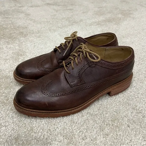 The Frye Company John A Frye Wingtip Oxfords Brown Leather Men’s Size 11.5 D,