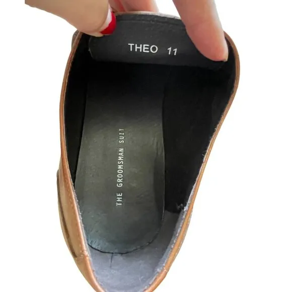 The Groom's Suit Men's 11 Leather THEO Dress Shoes Lace Up Oxfords Dark Brown