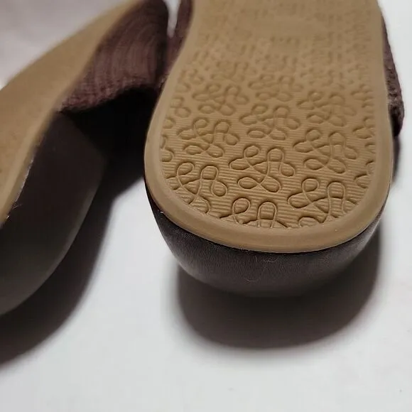 The Sak Bolinas Crochet Clogs Bamboo Static Heather Brown Fabric Flat Size 9