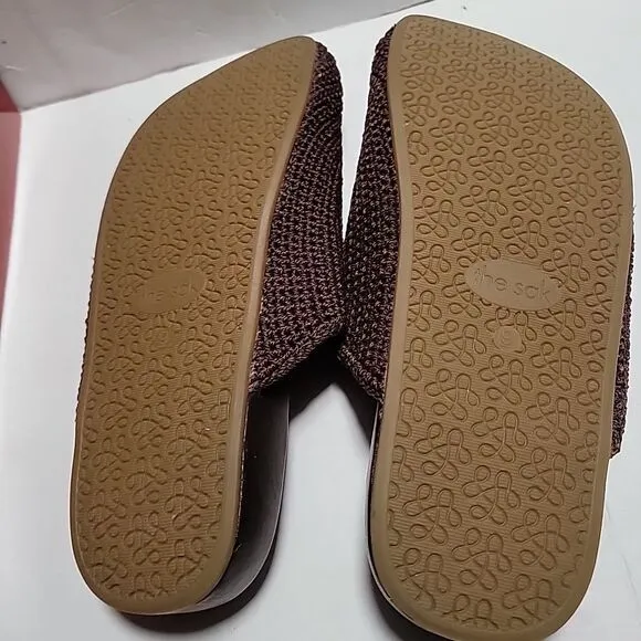 The Sak Bolinas Crochet Clogs Bamboo Static Heather Brown Fabric Flat Size 9