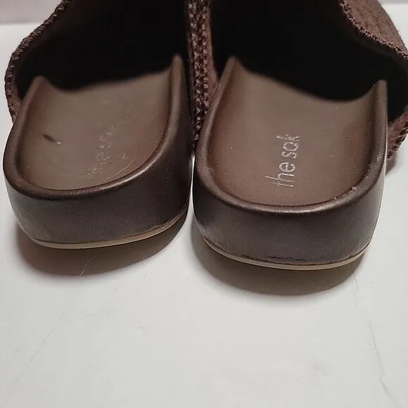 The Sak Bolinas Crochet Clogs Bamboo Static Heather Brown Fabric Flat Size 9