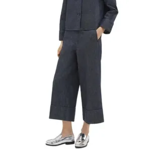 THEORY Cuff Denim Pants COLOR: IndigoSIZE: 31/Flare Wide Leg Jeans High-Waisted