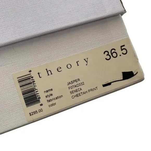Theory Jasper Cheetah Slide Sandal Mules Black Size 6.5 NWT in Box