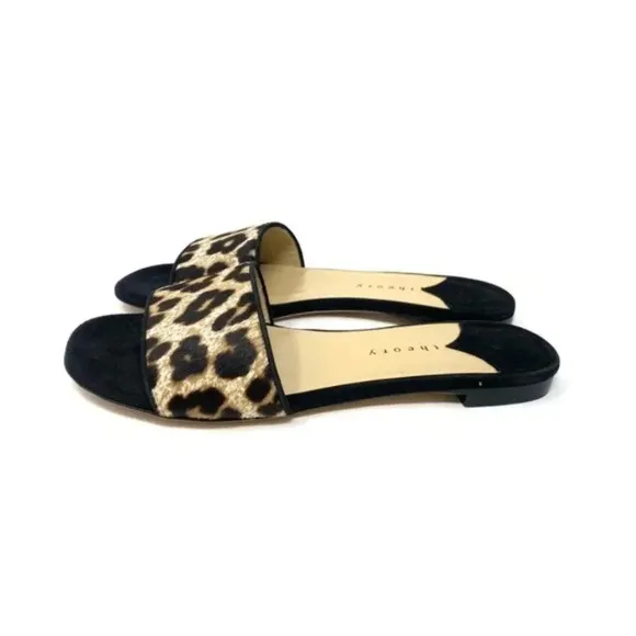 Theory Jasper Cheetah Slide Sandal Mules Black Size 6.5 NWT in Box
