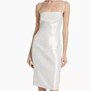Theory NWT White Fluid Sequins Cocktail‎ Slip Dress Spaghetti Strap Size 4 $445