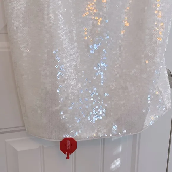 Theory NWT White Fluid Sequins Cocktail‎ Slip Dress Spaghetti Strap Size 4 $445